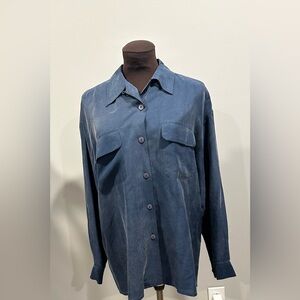 Elegant Blue Button-Up Blouse